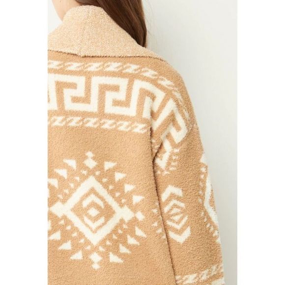 NEW Aztec Print Open Front Sweater Cardigan - Picture 4 of 6